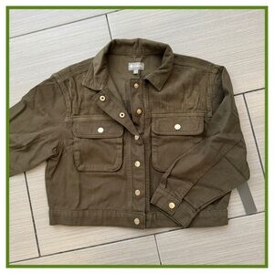 Tractr 🫐 Kids Girls Olive Jean Jacket